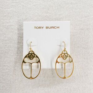 Tory Burch Big T Logo Earrings Gold OS